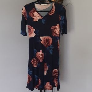 Dark navy blue dress with flowers